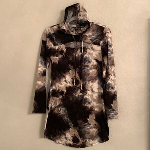 Almost Famous Mini Dress With Hood Cut Out Long Sleeve Size M